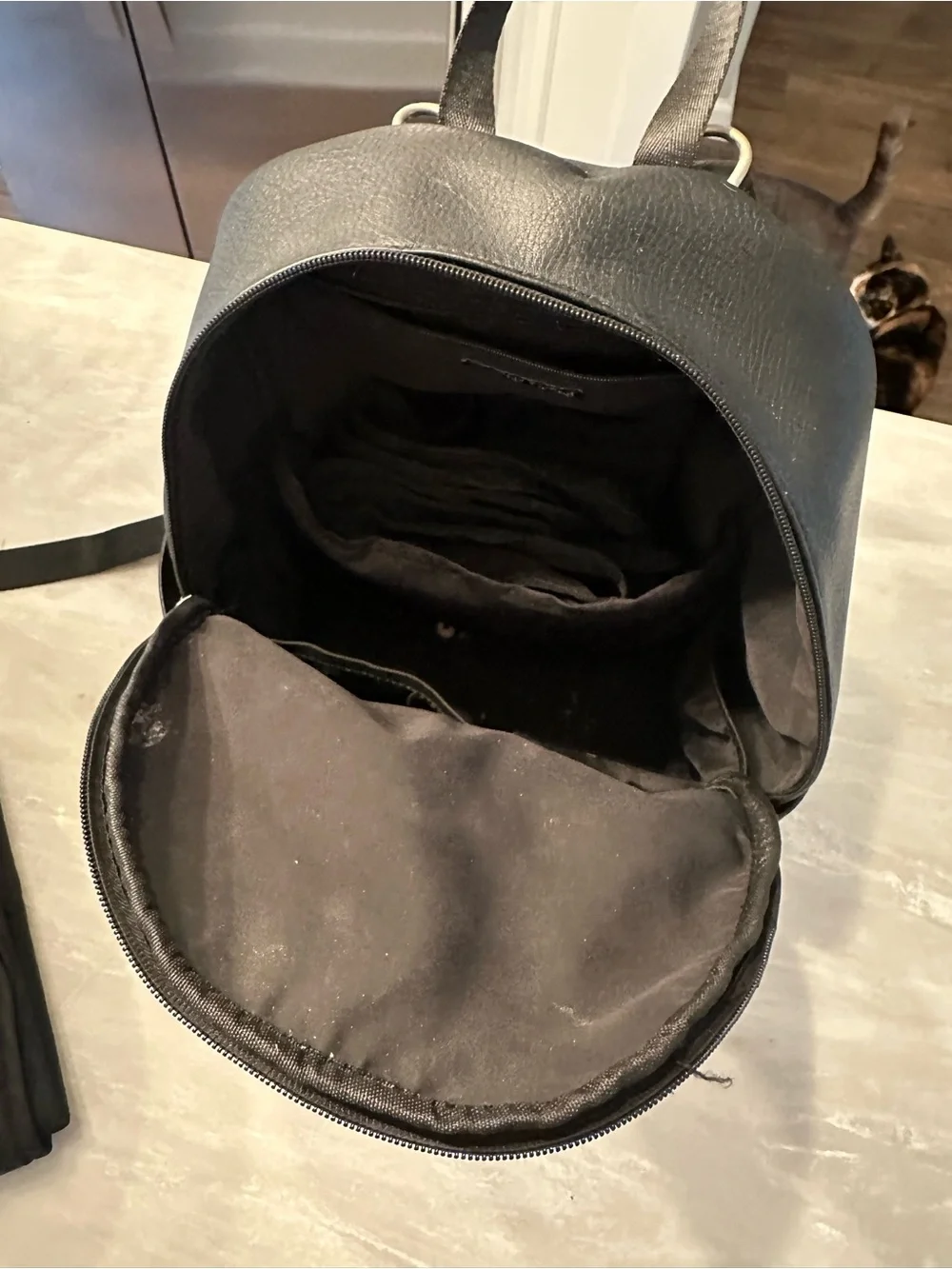 Freshly Picked Black Faux Leather Baby Backpack small
